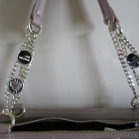 Love Moschino Vegan Leather Quilted Zip Closure Shoulder Handbags Tote - Picture 5 of 7